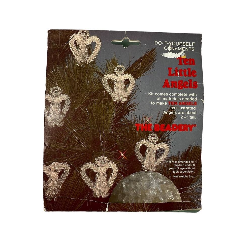 Vintage The Beadery Ten Little Angels DIY Ornament Craft Kit #4762